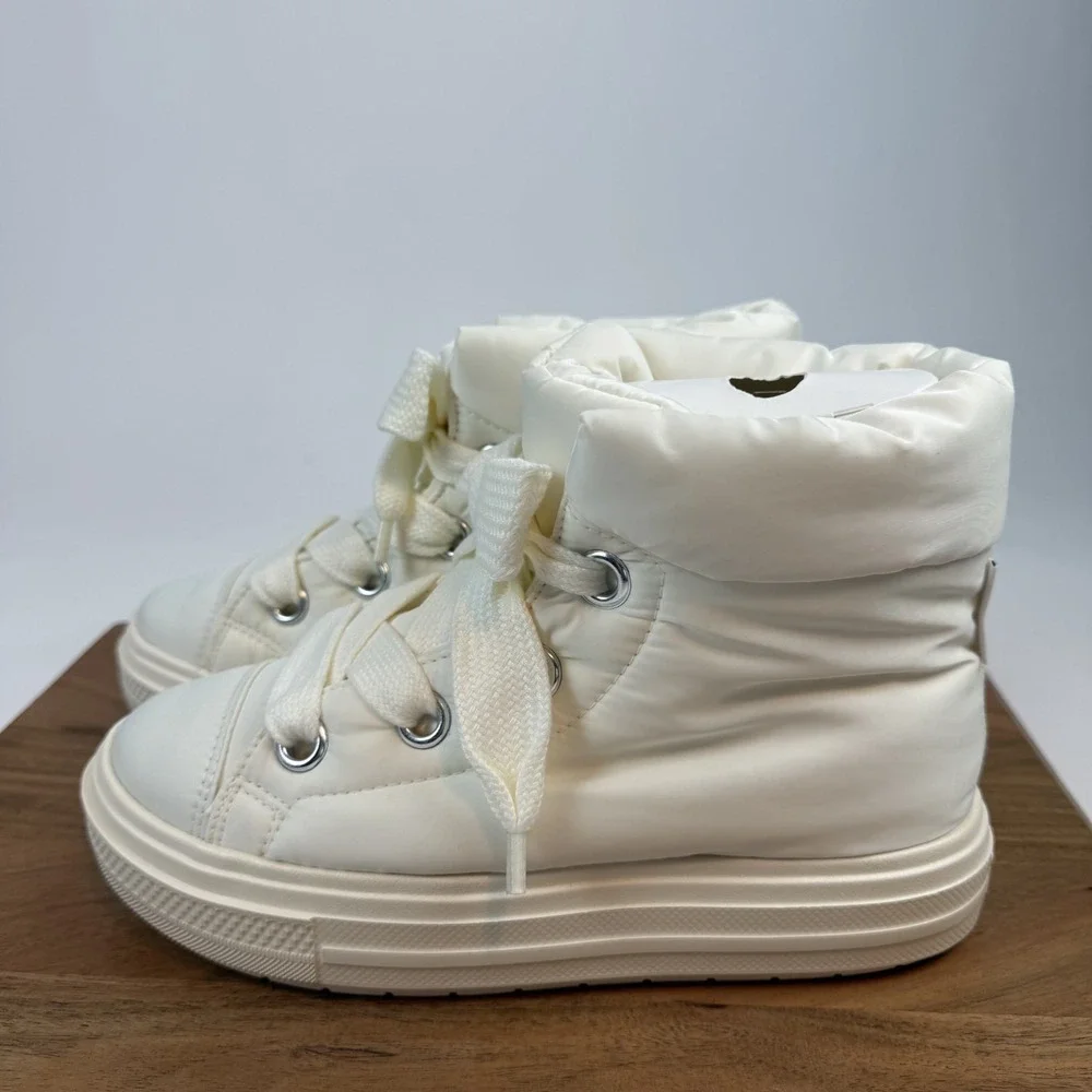 New Womens Converse CTAS Elements Ivory Nylon Platform Mid Snow‎ Boots Size 9 M